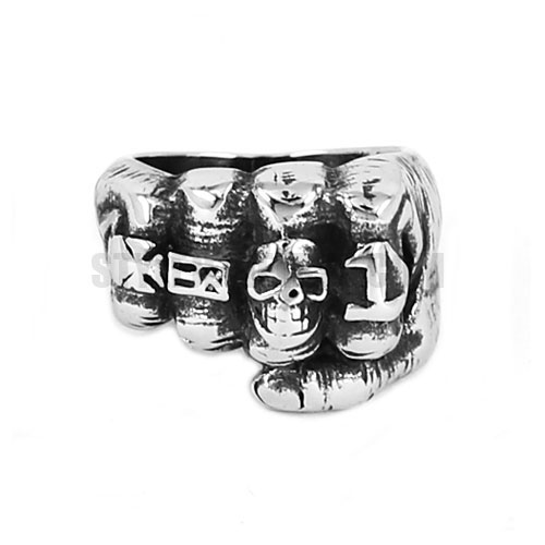 Vintage Biker Fist Ring Gothic Skull Fist Ring SWR0625 - Click Image to Close